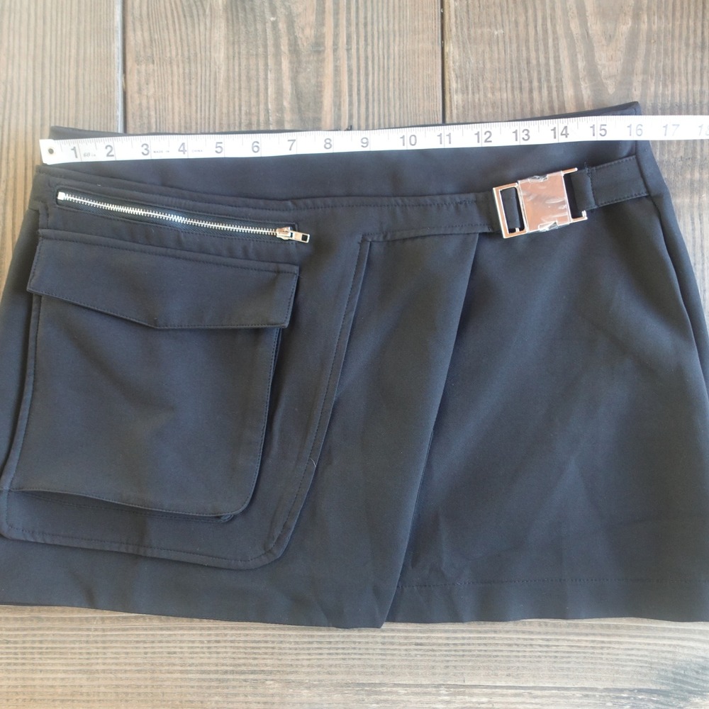 Emerson Lang Skirt Womens Large Black Field Cargo Buckle Zip Pocket Micro‎ Mini - Picture 4 of 7